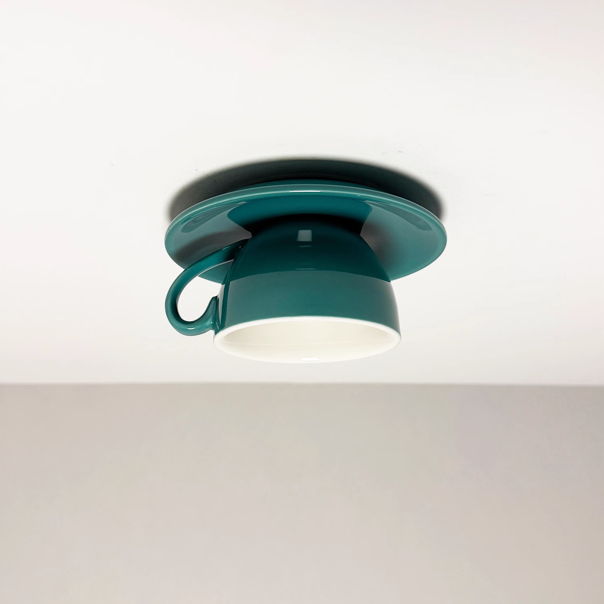 Ceramic Coffee Cup Ceiling Light Fixture – Flush Mount in Yellow, Blue, Pink & More Colors for Bedroom, Dining Room, Living Room | Thomler