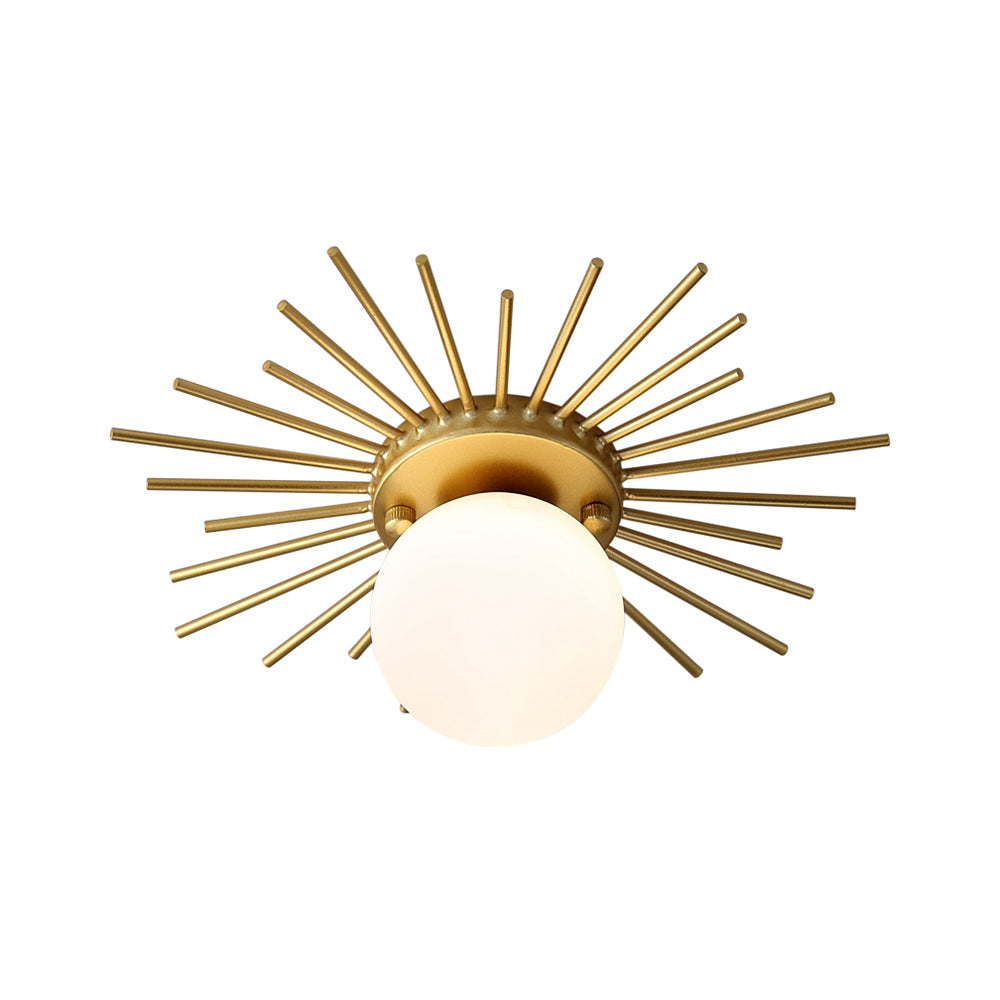 Round Flush Mount Ceiling Light Fixture with Frosted Glass Globe Shade, Modern Single Bulb Overhead Lighting for Bedroom Hallway Entryway | Thomler