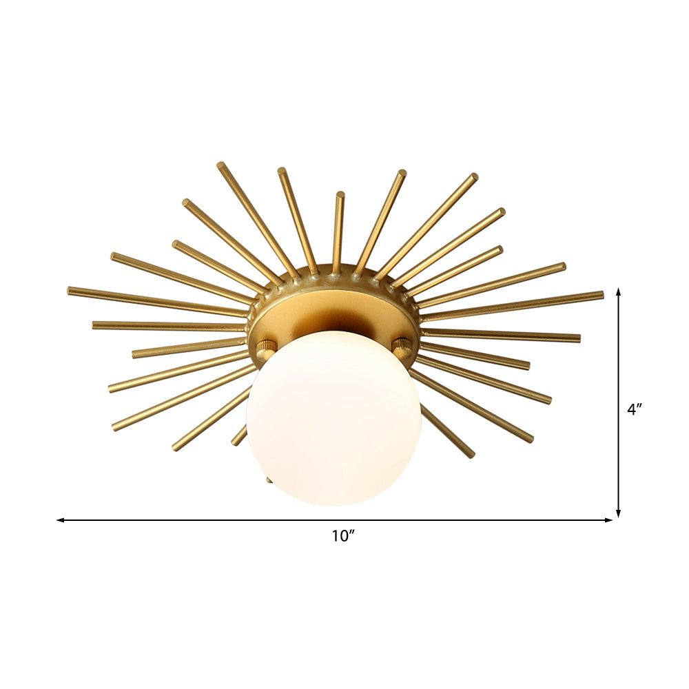 Round Flush Mount Ceiling Light Fixture with Frosted Glass Globe Shade, Modern Single Bulb Overhead Lighting for Bedroom Hallway Entryway | Thomler