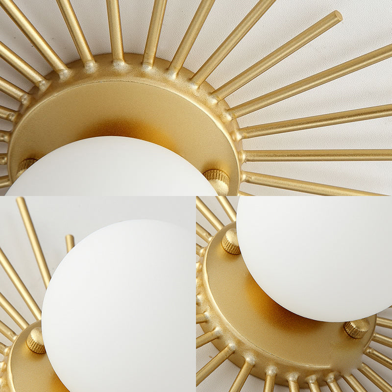 Round Flush Mount Ceiling Light Fixture with Frosted Glass Globe Shade, Modern Single Bulb Overhead Lighting for Bedroom Hallway Entryway | Thomler