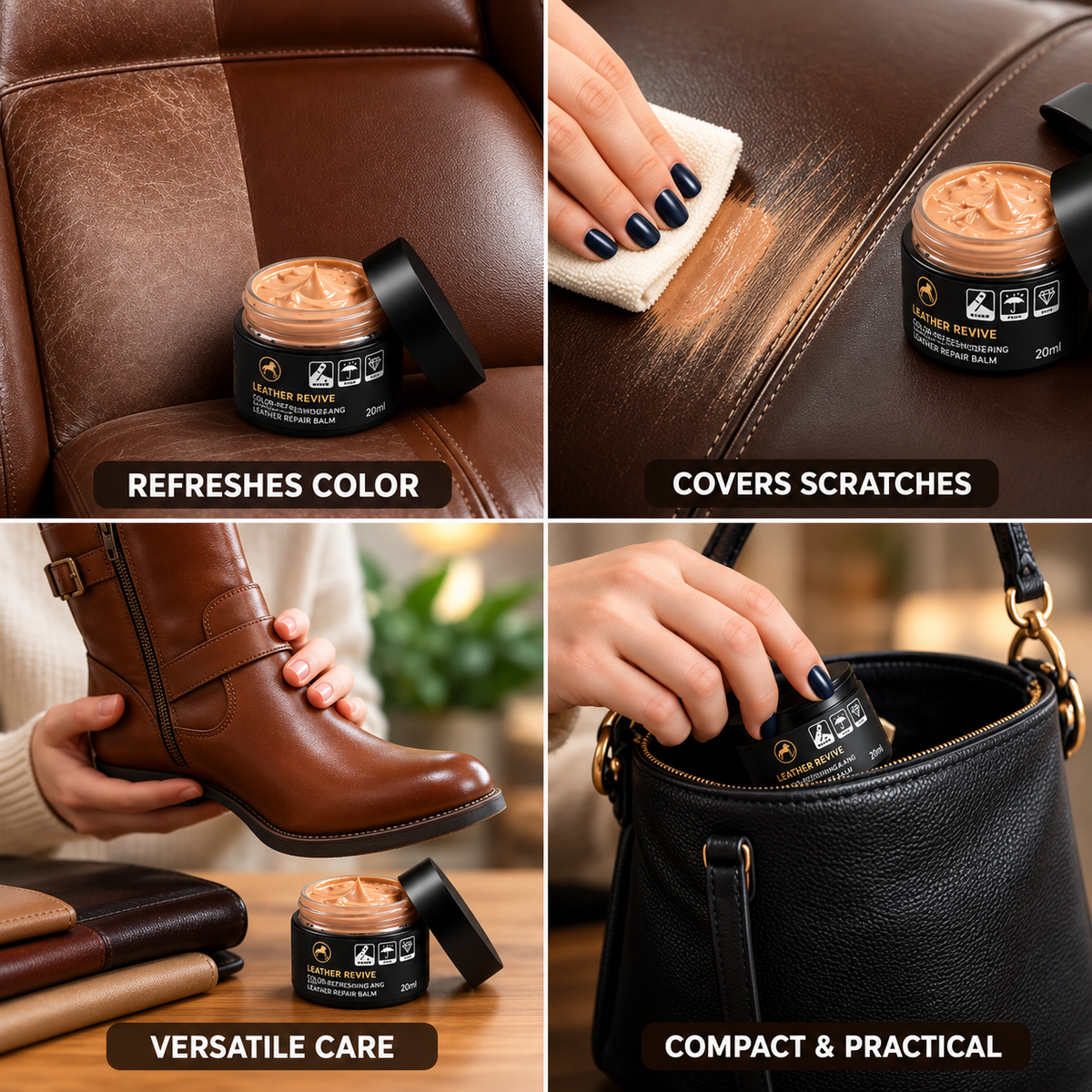 Leather Repair & Color Restoring Balm for Furniture, Car Seats & Accessories | Thomler
