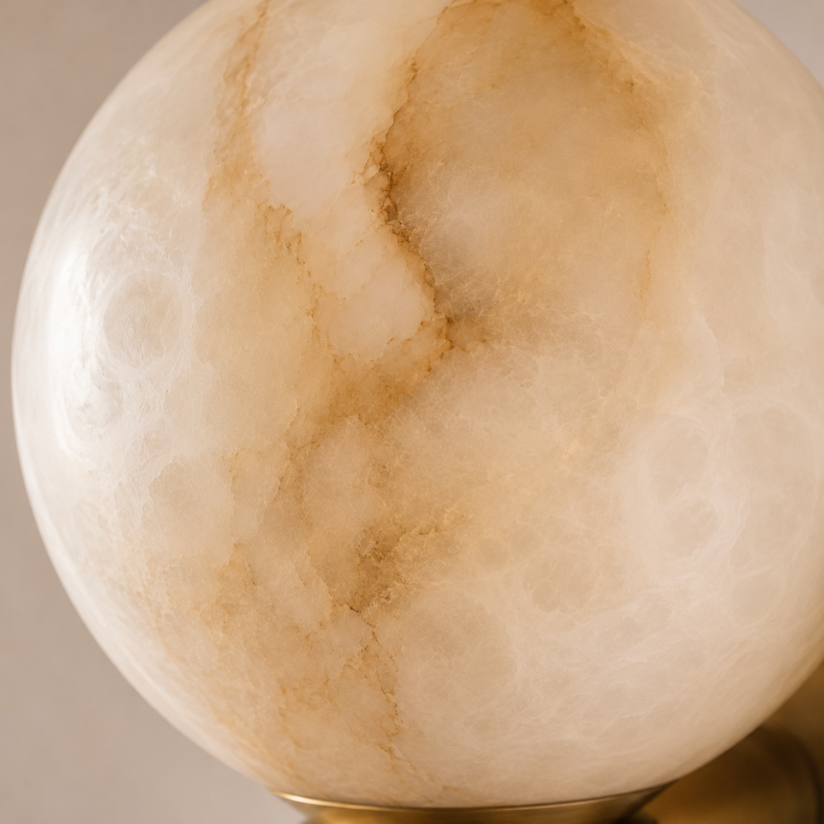 Twin Stone Globe Sconce – Polished Gold Bracket with Natural Marble Shades for Bedroom & Hallway | Thomler