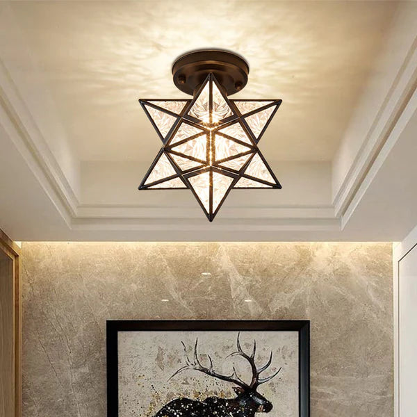 Ceiling Light Metal Star Design E27 20.0 cm Gold Hallway Bedroom Geometric Flush Mount Lighting | Thomler