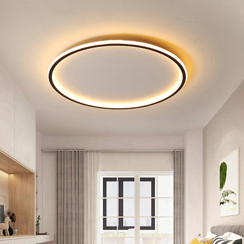 Flush Mount LED Ceiling Light 16"/20"/24" Round Low Profile Fixture Black Aluminum with Dimmable Options for Bedroom Kitchen | Thomler