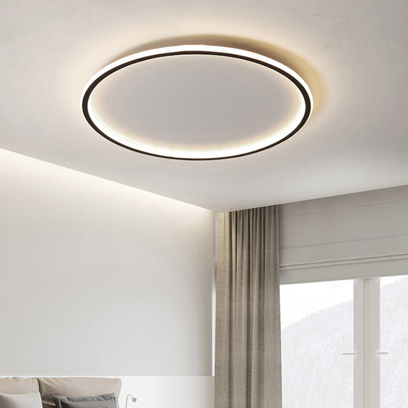 Flush Mount LED Ceiling Light 16"/20"/24" Round Low Profile Fixture Black Aluminum with Dimmable Options for Bedroom Kitchen | Thomler