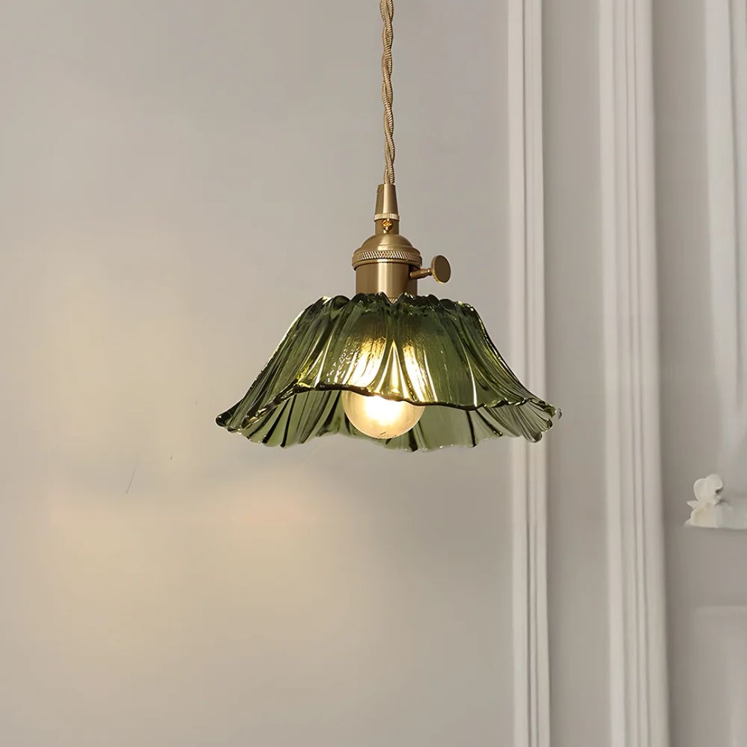 Pendant Light Ribbed Glass 28.0 cm Deep Red Dining Room Kitchen Island Hanging Ceiling Lamp Vintage E27 Adjustable Cord | Thomler