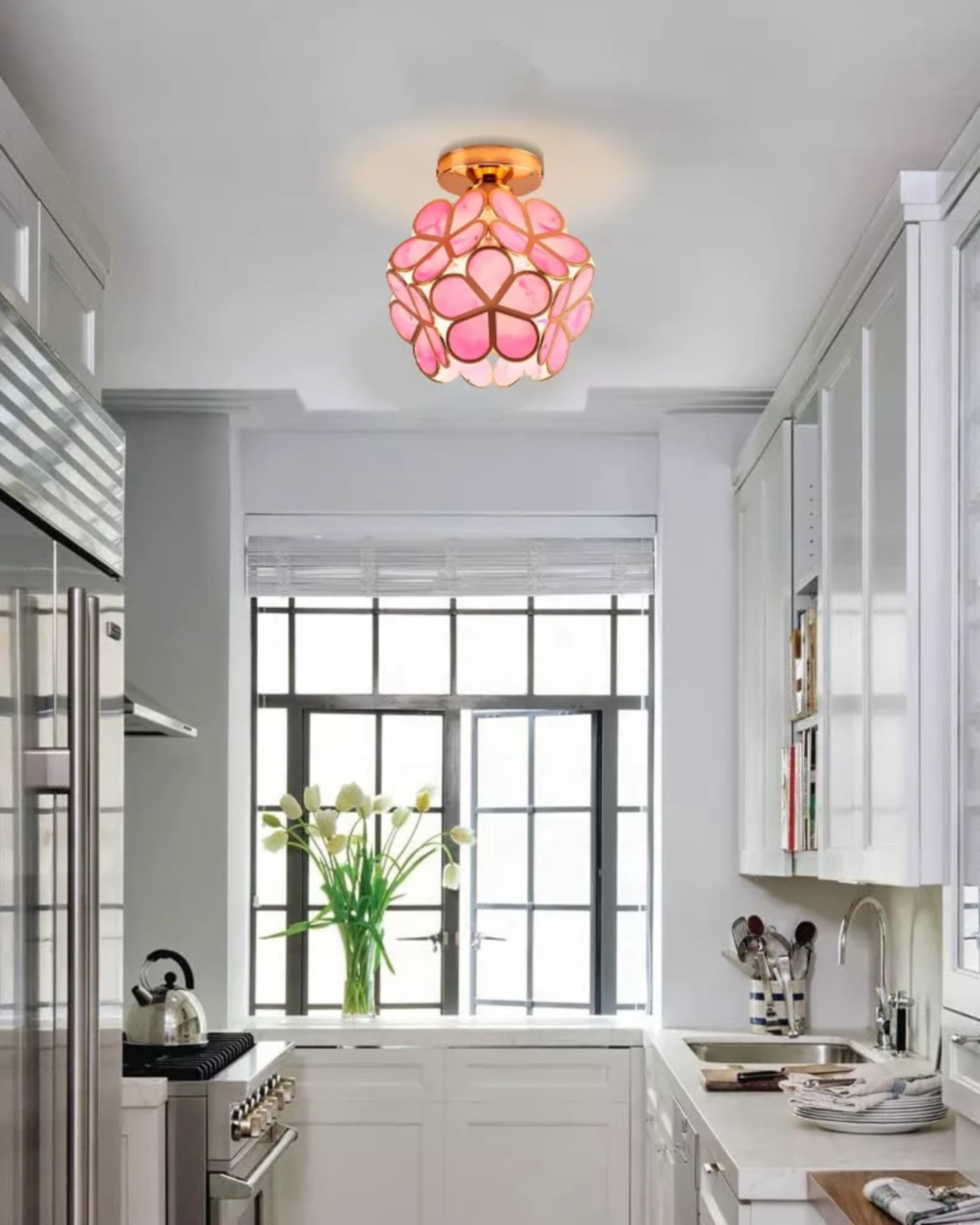 Ceiling Lamp Acrylic 20.0 cm (7.9") Gold Hallway Bedroom LED Floral Flush Mount Light Fixture | Thomler