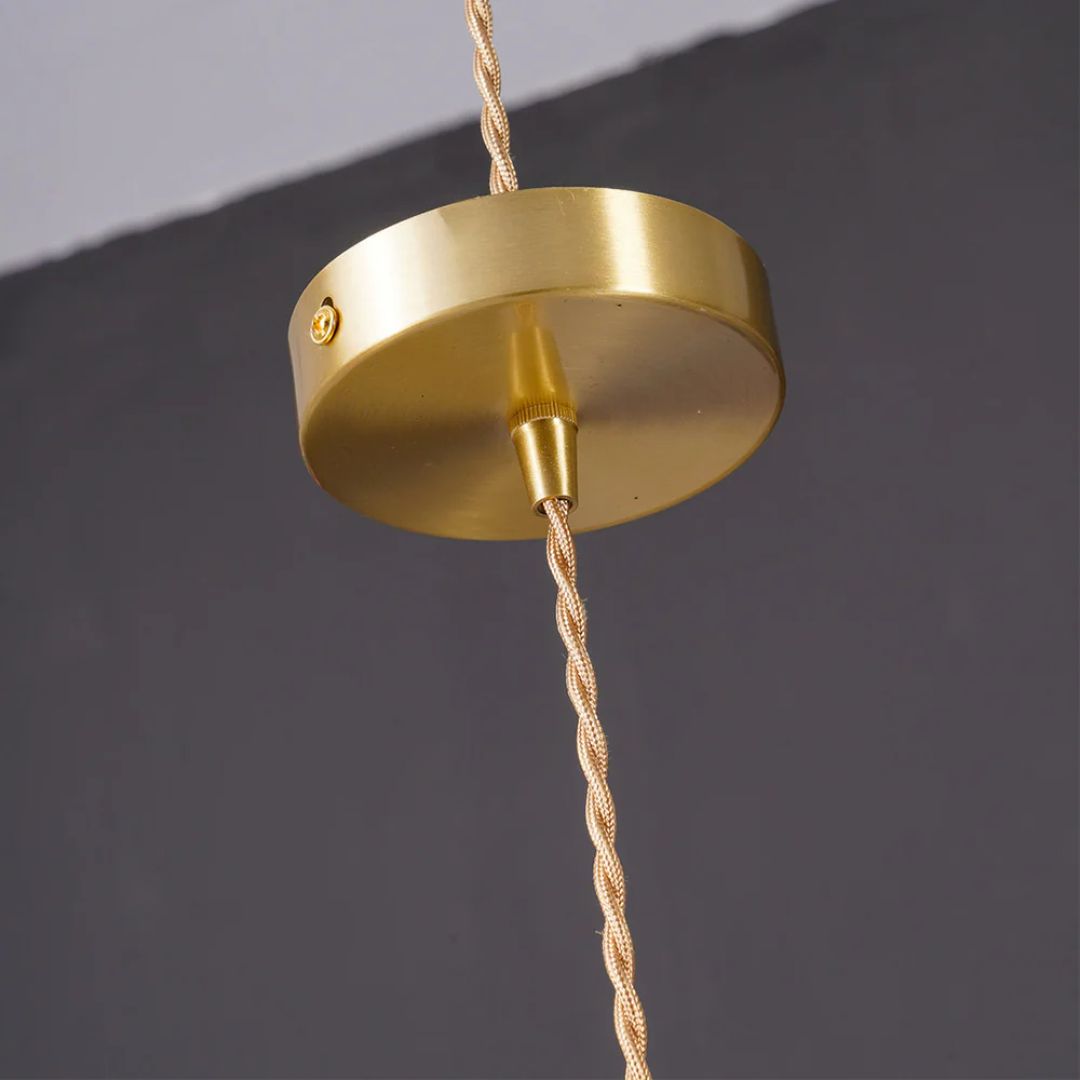 Pendant Light Glass Brass Flower Shade 23.0 cm Green Dining Room Bedroom Hanging Ceiling Lamp Retro Vintage Decorative | Thomler
