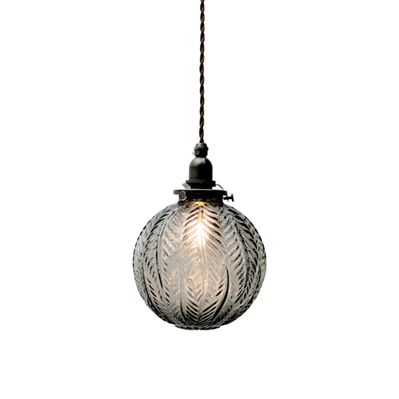Single-Light Hanging Pendant with Etched Feather Glass Shade — Colonial-Inspired Design for Kitchen, Dining Room & Entryway | Thomler