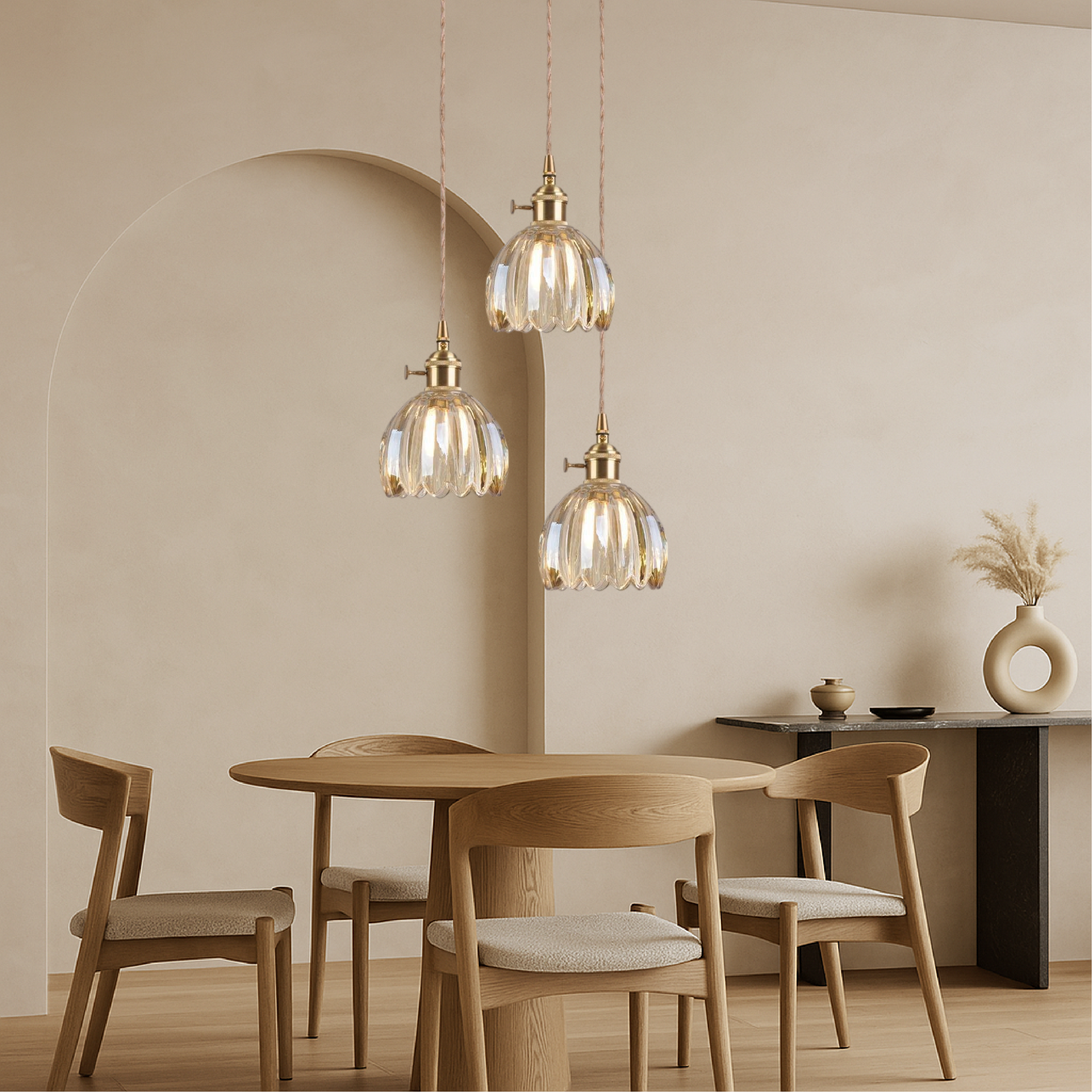 Pendant Light Glass 12.0 cm Transparent Dining Room Kitchen Bar Hanging Ceiling Lamp Soft Warm Light | Thomler