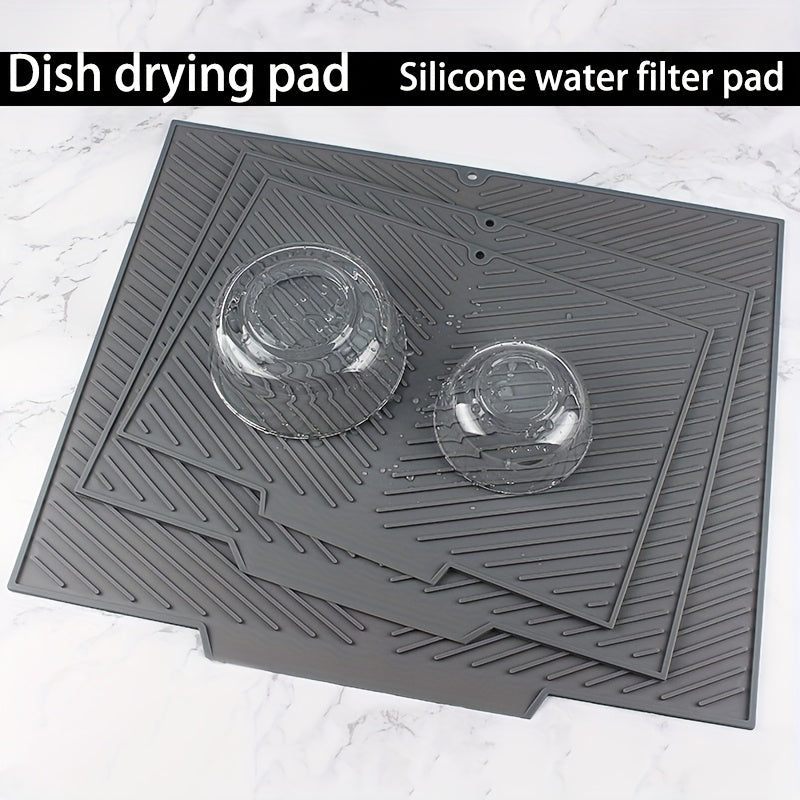 Silicone Drying Mat for Kitchen Counter – Heat Resistant, Non-Slip Dish Drainer Pad for Dishes, Glasses, Cookware | Dishwasher Safe | Thomler