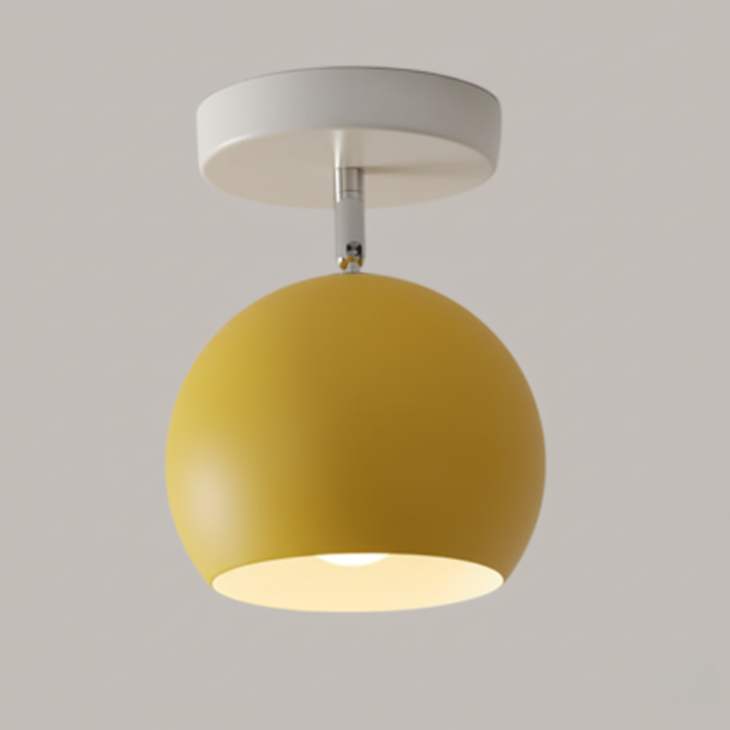 Modern Scandi Semi-Flush Ceiling Light with Wood & Metal Frame – 5 Color Options for Hallway, Bedroom, Living Room | Thomler