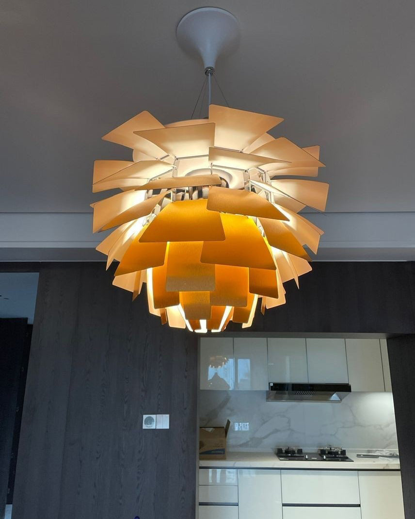 Pendant Light Metal Pinecone 20 in Adjustable Living Room Dining Area Chandelier Decorative Ceiling Fixture | Thomler