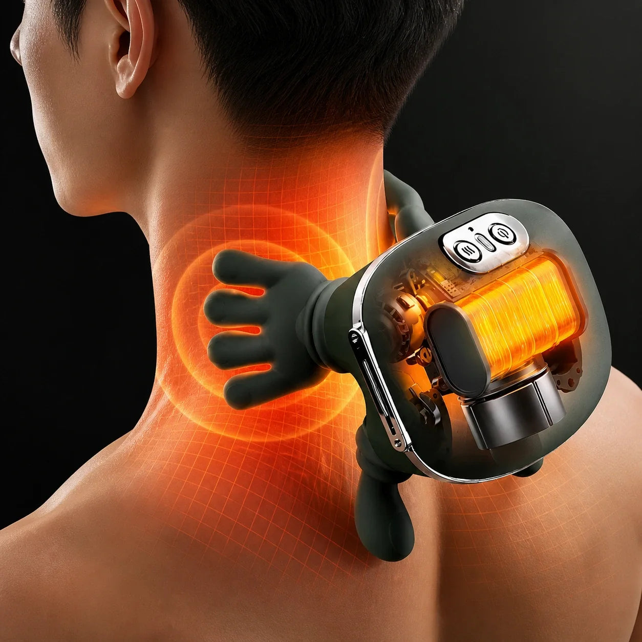 Electric Shiatsu Neck Massager with Heat for Shoulders and Trapezius – Hands-Free Kneading Relief for Office Workers, Gamers, and Home Relax | Thomler