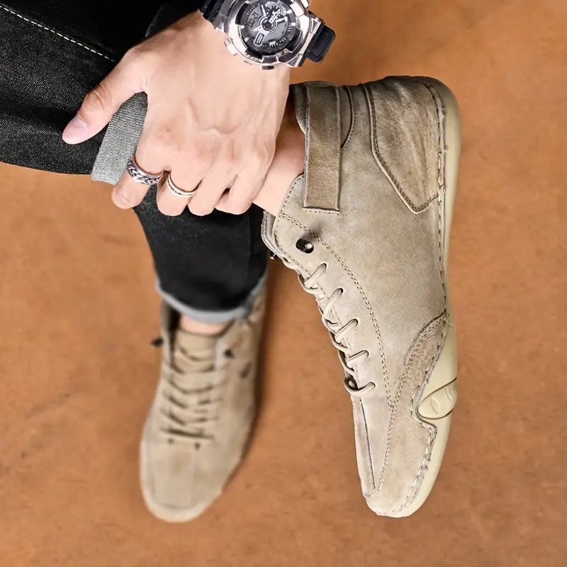 Men's Waterproof High-Top Sneakers with Elastic Slip-On Design - Durable Rubber Sole Boots for Street Style & All-Weather Wear | Thomler