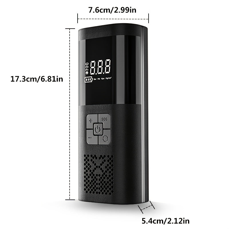 Handheld Tire Inflator Pump with Digital Gauge & Built-In Flashlight for Cars, Bikes & More | Thomler
