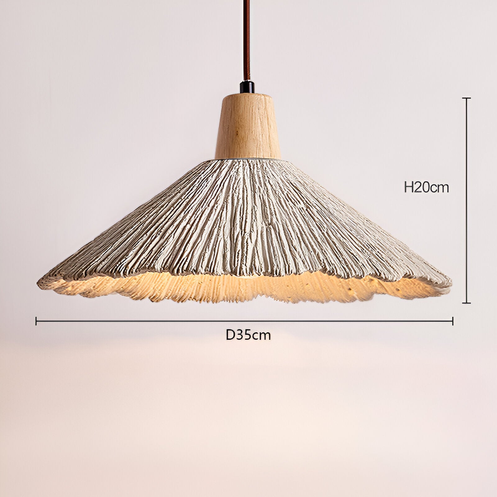 Pendant Light Cement 13.8 in Cream Dining Room Kitchen Island Hanging Ceiling Minimalist Wabi Sabi Rustic Fixture | Thomler