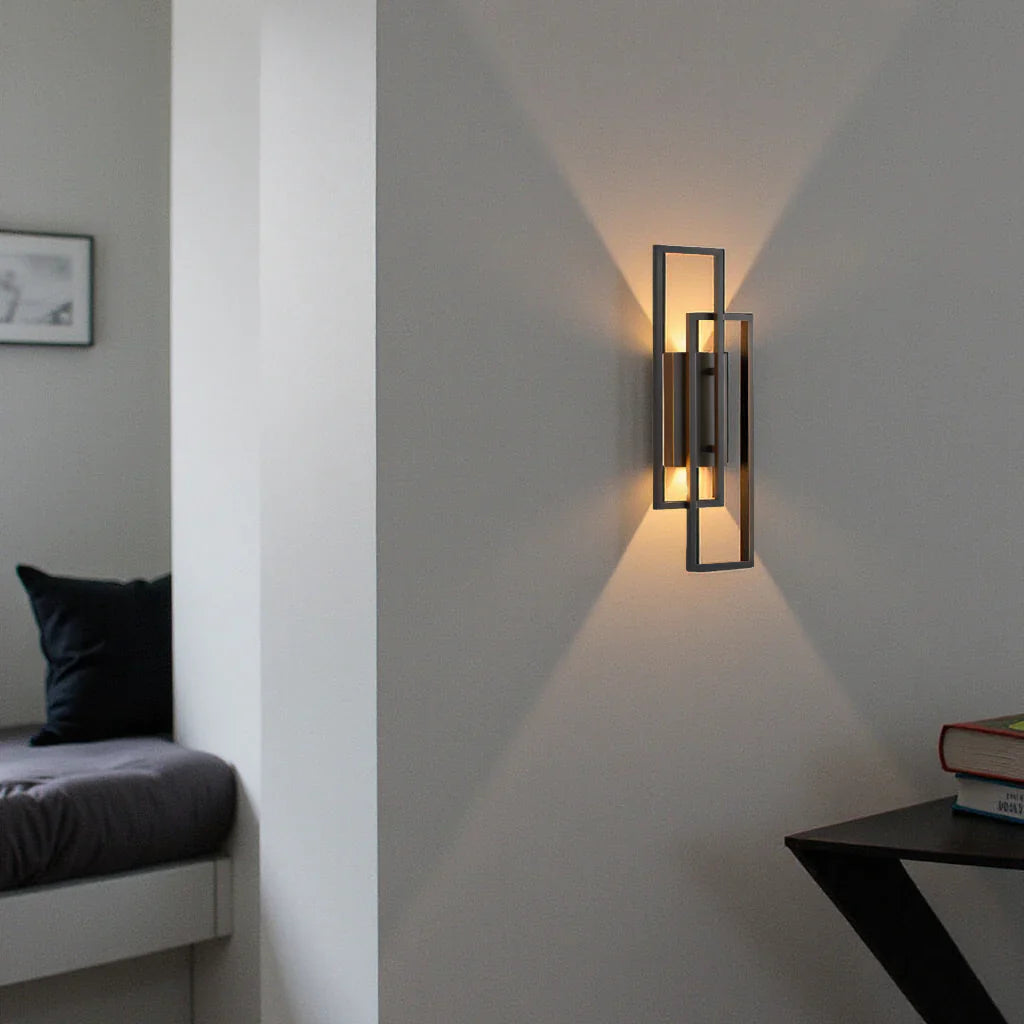 Wall Lamp Aluminium 40.0 cm Matte Black Bedroom Hallway Integrated LED Geometric Warm White Accent Lighting | Thomler
