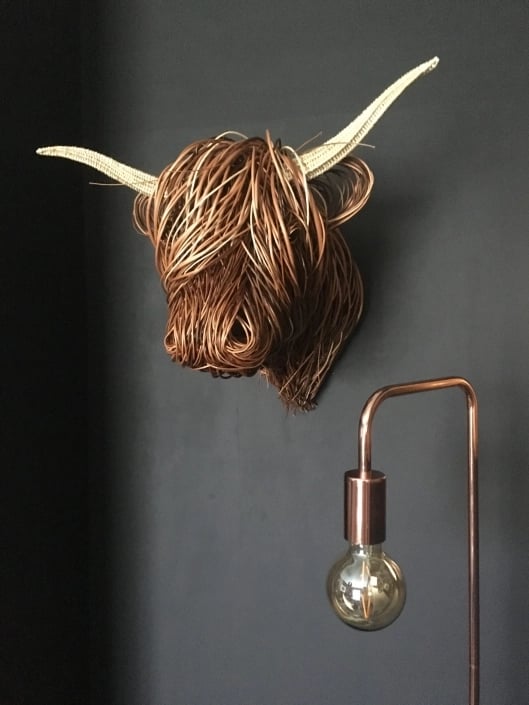 Wall Sculpture Reed Willow 63.0 cm Highland Bull Living Room Rustic Farmhouse Wall Decor | Thomler