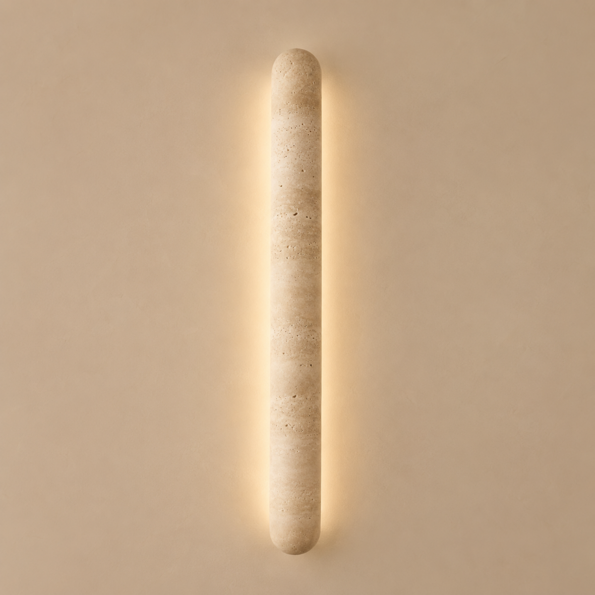 Cylindrical Stone Wall Sconce – Genuine Travertine Fixture with Warm LED Glow for Hallways, Bedrooms & Entryways | Thomler