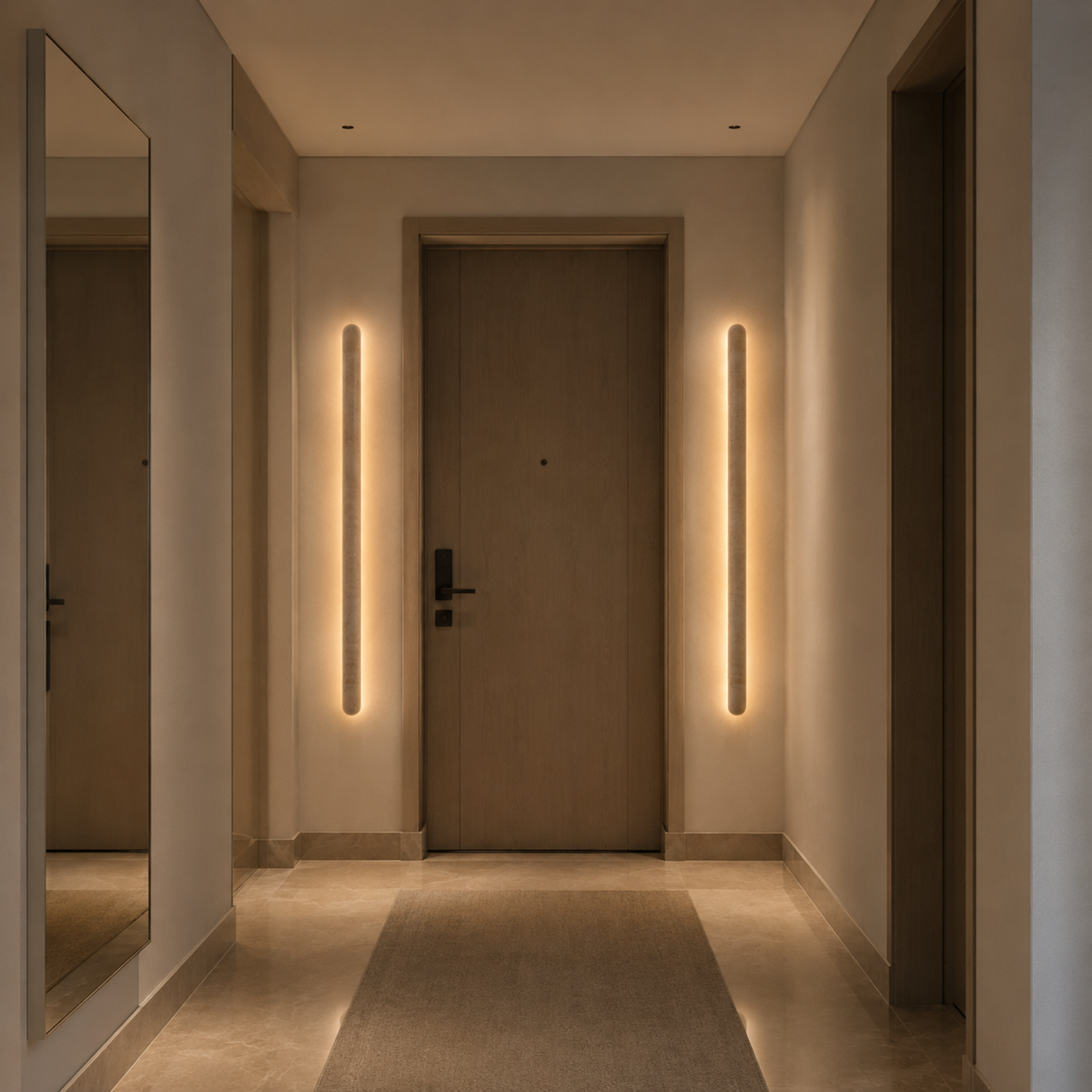 Cylindrical Stone Wall Sconce – Genuine Travertine Fixture with Warm LED Glow for Hallways, Bedrooms & Entryways | Thomler