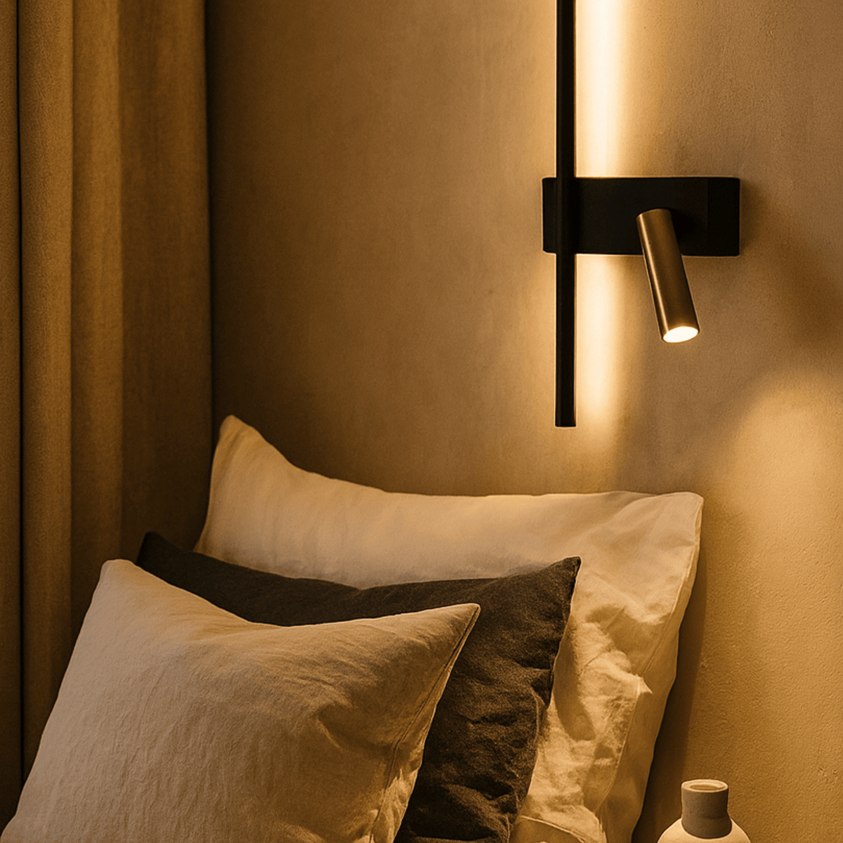 Contemporary Iron Linear Sconce with Integrated LED Illumination for Bedroom & Study | Thomler