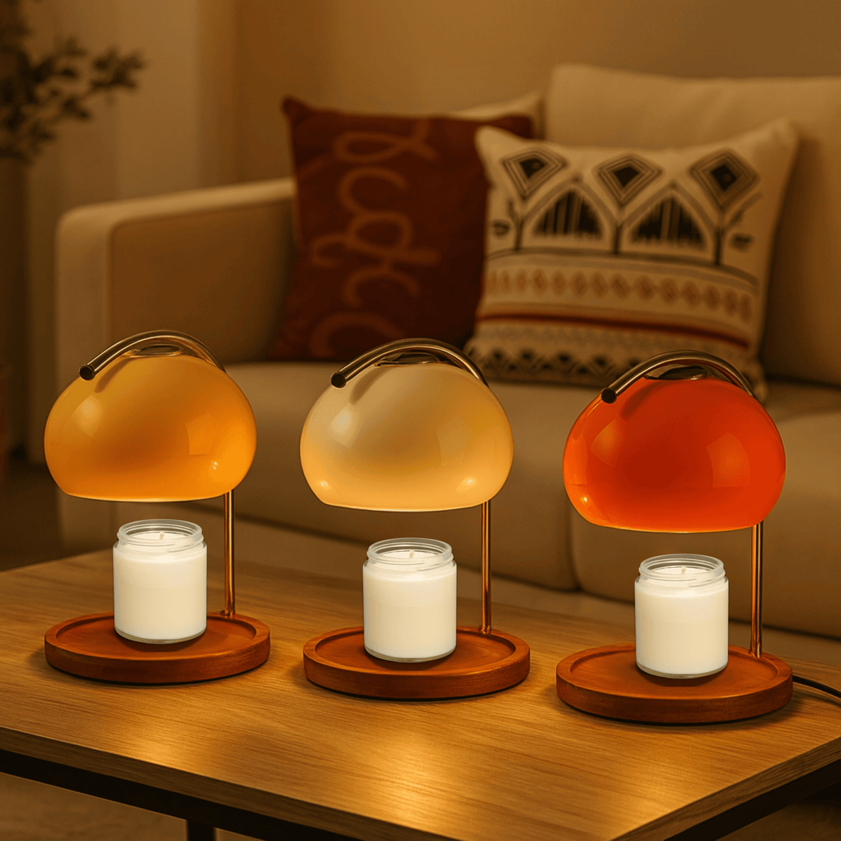 Handcrafted Art Glass LED Candle Warmer Lamp with Retro Design – Ambient Bedroom & Desk Light | Thomler