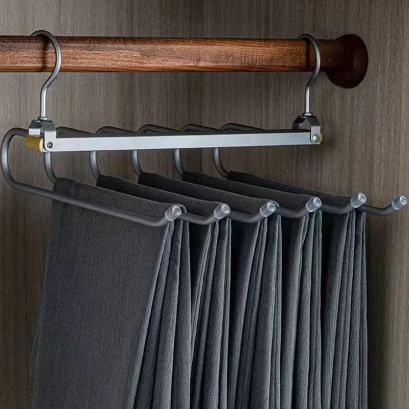 Trouser Hanger Aluminium 36.0 cm Gold 6 Tier Wardrobe Space Saving Clothes Organiser Swivel Closet Storage Rack | Thomler
