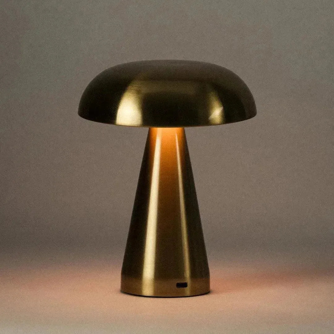 Table Lamp Metal 21.5 cm Wireless Touch Rechargeable Brass Gold Indoor Outdoor Patio Bedside Ambient Lighting USB C | Thomler