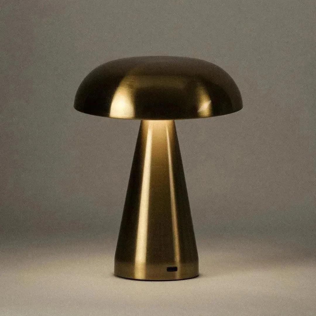 Table Lamp Metal 21.5 cm Wireless Touch Rechargeable Brass Gold Indoor Outdoor Patio Bedside Ambient Lighting USB C | Thomler