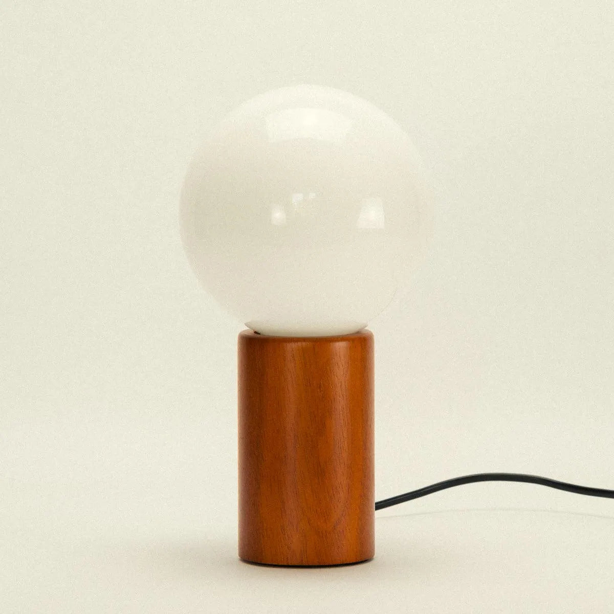 Table Lamp Solid Wood Glass Globe 28.0 cm Warm Ambient Bedroom Nightstand Mid Century Modern Accent Lighting | Thomler