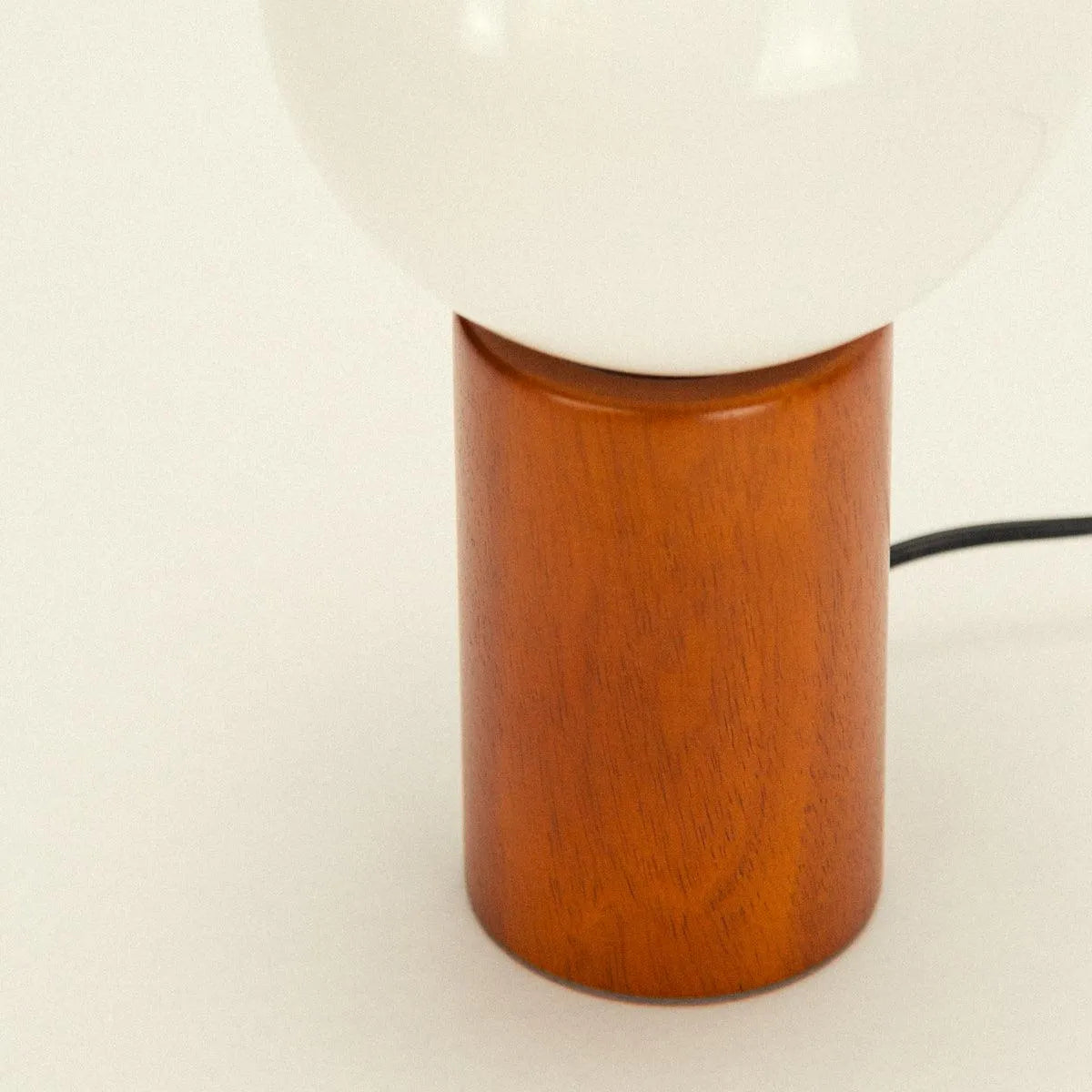 Table Lamp Solid Wood Glass Globe 28.0 cm Warm Ambient Bedroom Nightstand Mid Century Modern Accent Lighting | Thomler