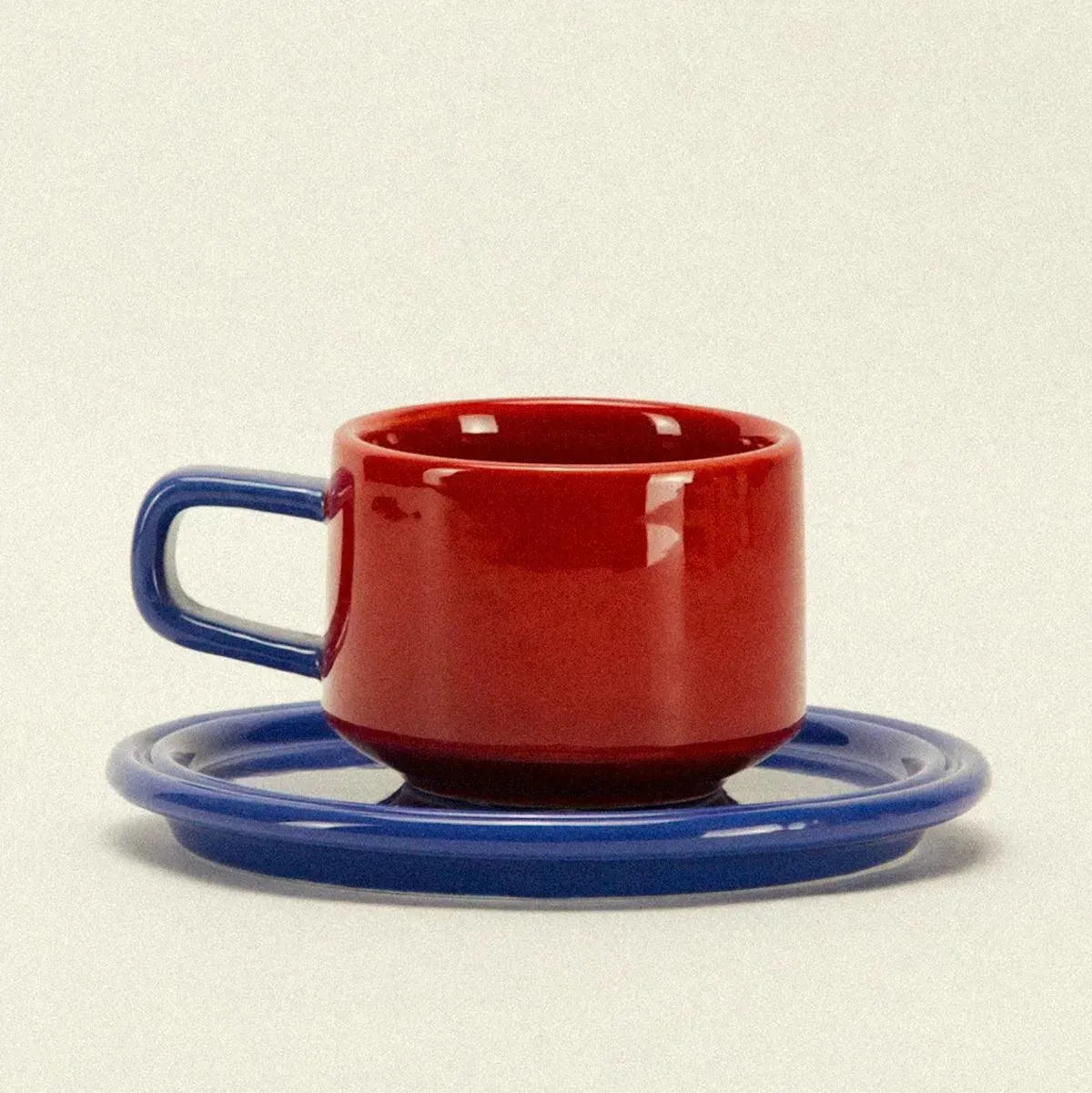 Cup And Saucer Ceramic Two Tone Retro Coffee Tea Set Colourful Tableware Accent | Thomler
