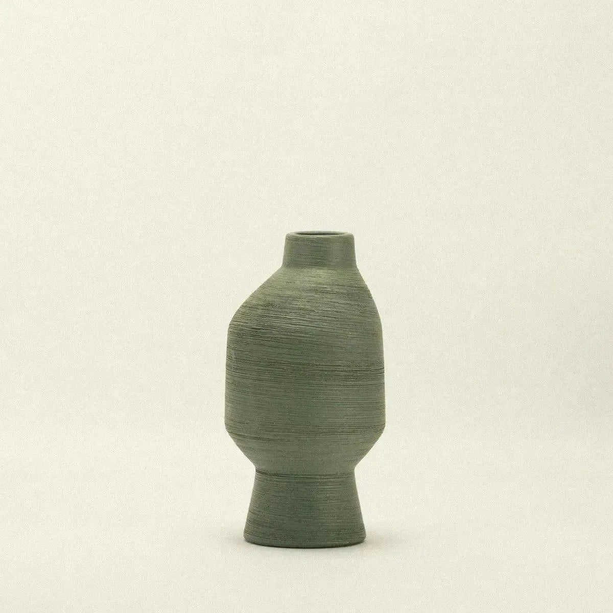 Vase Ceramic Organic Shape 20.0 cm Olive Green Living Room Dining Table Decorative Sculpture Japandi Interior Accent | Thomler