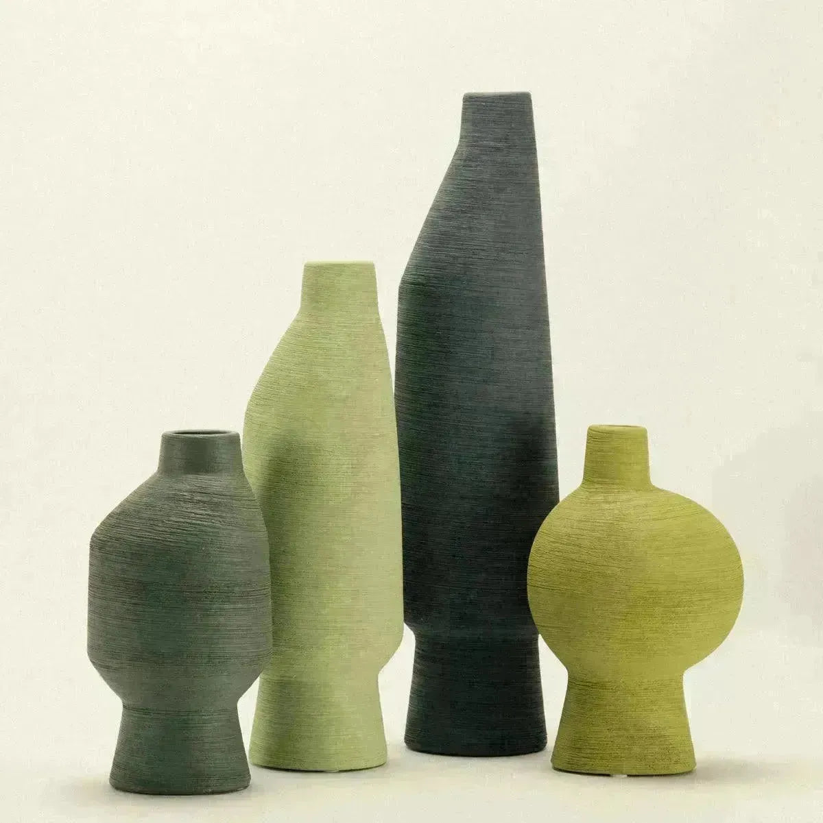 Vase Ceramic Organic Shape 20.0 cm Olive Green Living Room Dining Table Decorative Sculpture Japandi Interior Accent | Thomler