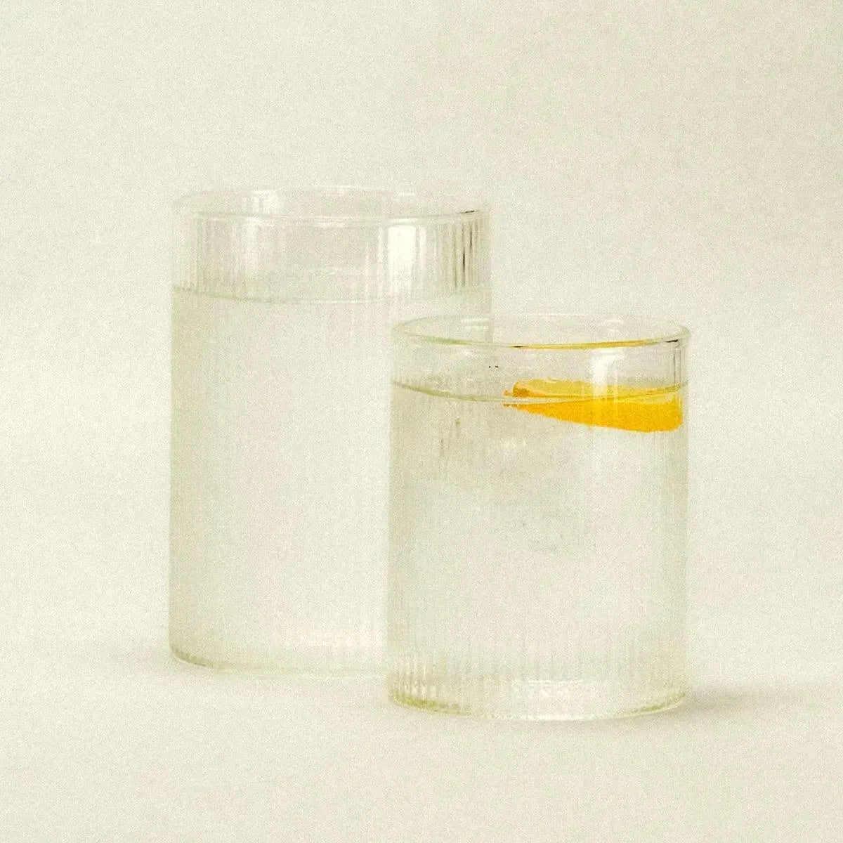 Drinking Glass Ribbed Glass 400 ml 14.1 fl oz Transparent Table Setting Water Juice Cocktail Tumbler | Thomler