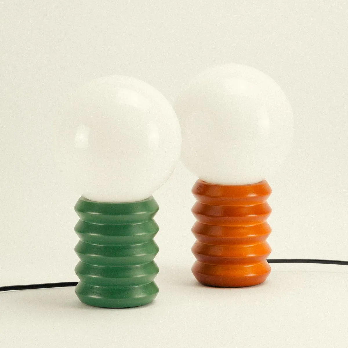 Table Lamp Solid Wood 28.0 cm Frosted Glass Globe Green Bedroom Bedside Retro Accent Mood Lighting Decorative Lamp | Thomler