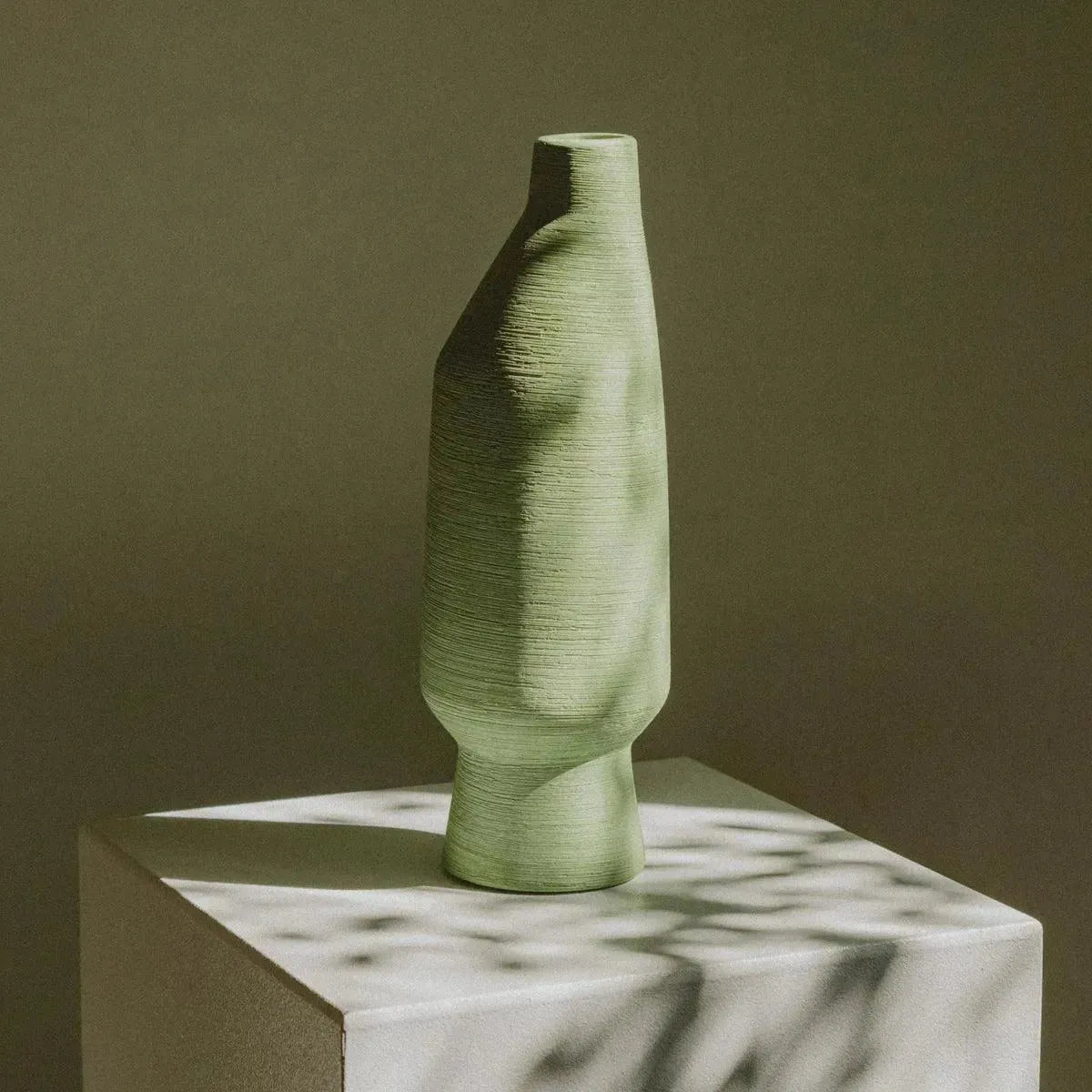 Vase Ceramic 30.0 cm (11.8") Green Decorative Living Room Dining Table Sculptural Interior Accent Art Vessel | Thomler