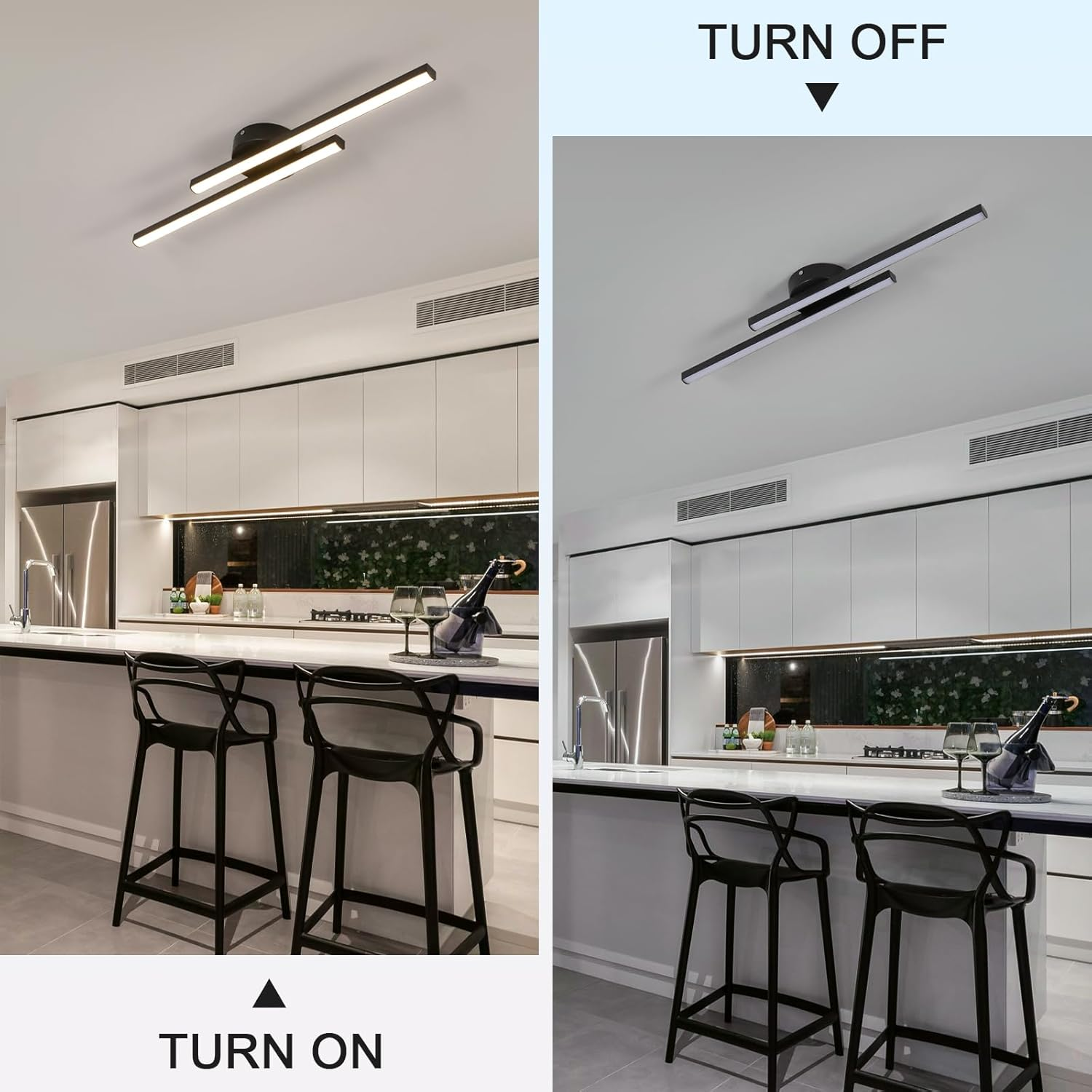 Ceiling Light Aluminum LED 21.0 cm Black Modern Living Room Hallway Bedroom Linear Lighting Fixture Minimalist Design | Thomler