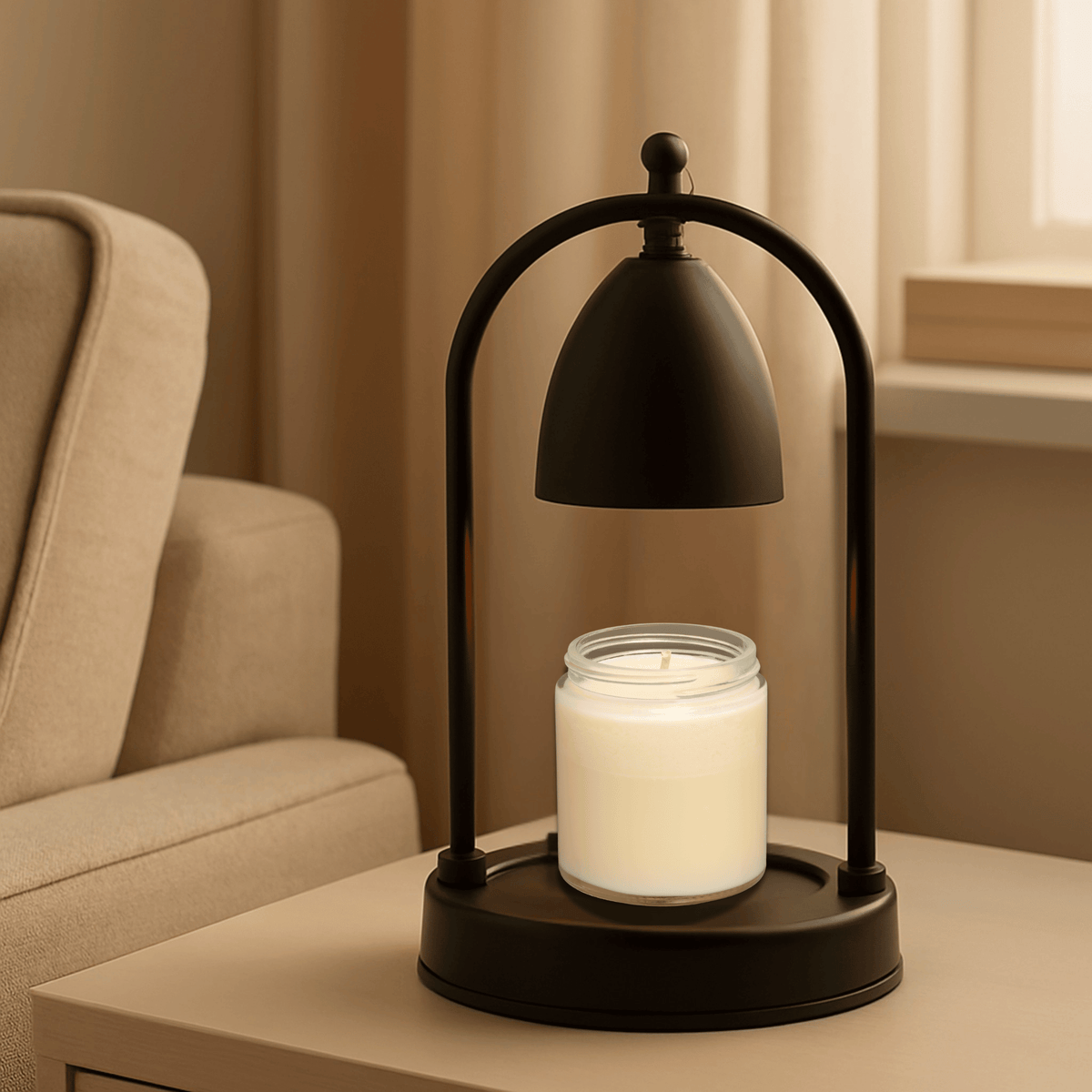 Flameless Heat Wax Melter with Timer & Dimmer – Glass Shade Desktop Fragrance Lamp for Jar Candles | Thomler