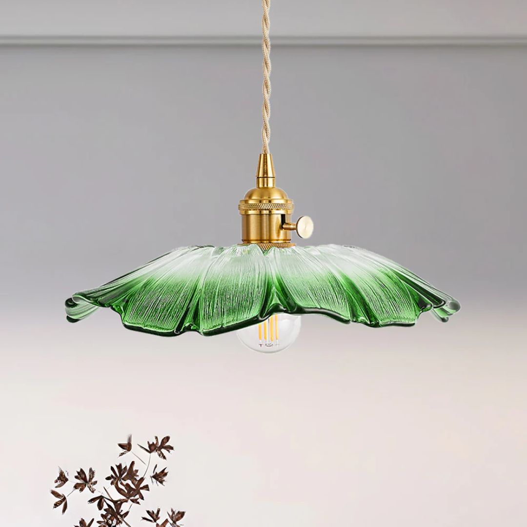 Pendant Light Ribbed Glass 28.0 cm Deep Red Dining Room Kitchen Island Hanging Ceiling Lamp Vintage E27 Adjustable Cord | Thomler