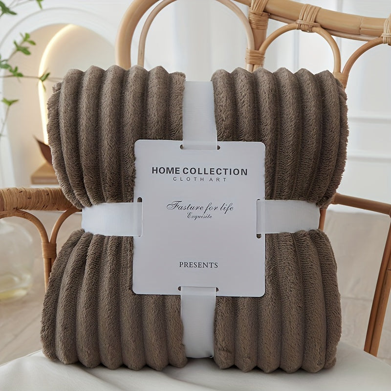 Fleece Blanket Polyester Flannel Lightweight Sofa Bed Throw Modern Solid Colour Warm Winter Living Room Bedding | Thomler