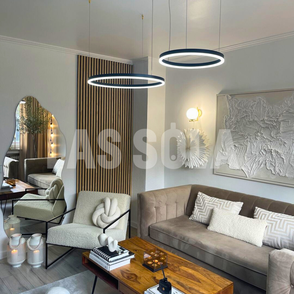 Tiered Ring Pendant Light Modern Metal Circular Chandelier for Dining Room Living Room Bedroom Kitchen Island Adjustable Height LED | Thomler