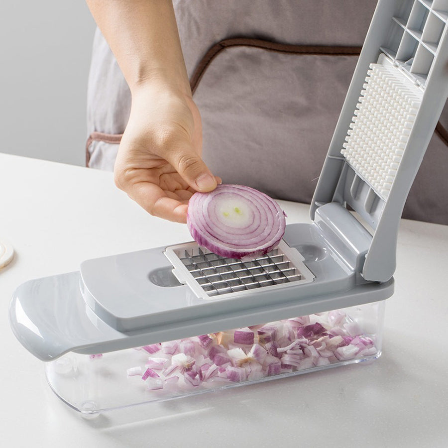 Kitchen Slicer Dicer with 4 Interchangeable Blades for Vegetables, Fruits, Onions and Salads | Compact Manual Food Prep Tool for Home Cookin | Thomler