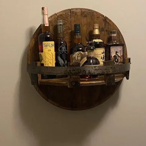 Bottle Wall Rack Solid Wood 4 Bottle Brown Home Bar Kitchen Display Storage Organiser Rustic Decorative Shelf | Thomler