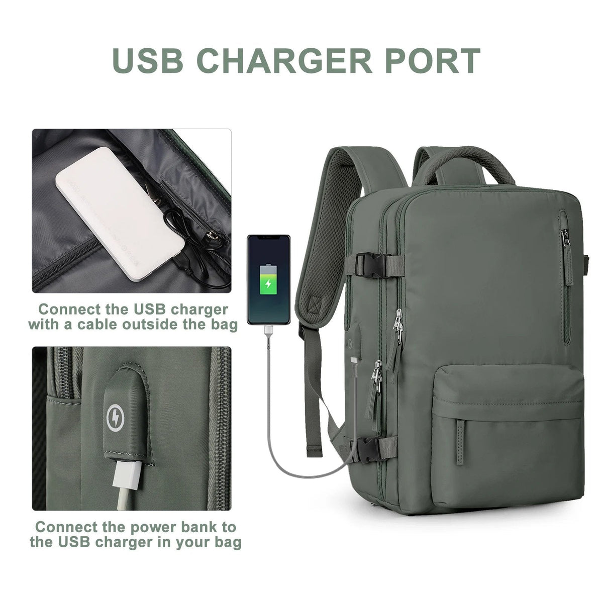 35L Travel Backpack with USB Charging Port & Anti-Theft Pocket – Water-Resistant Hiking Daypack for Men & Women | Thomler