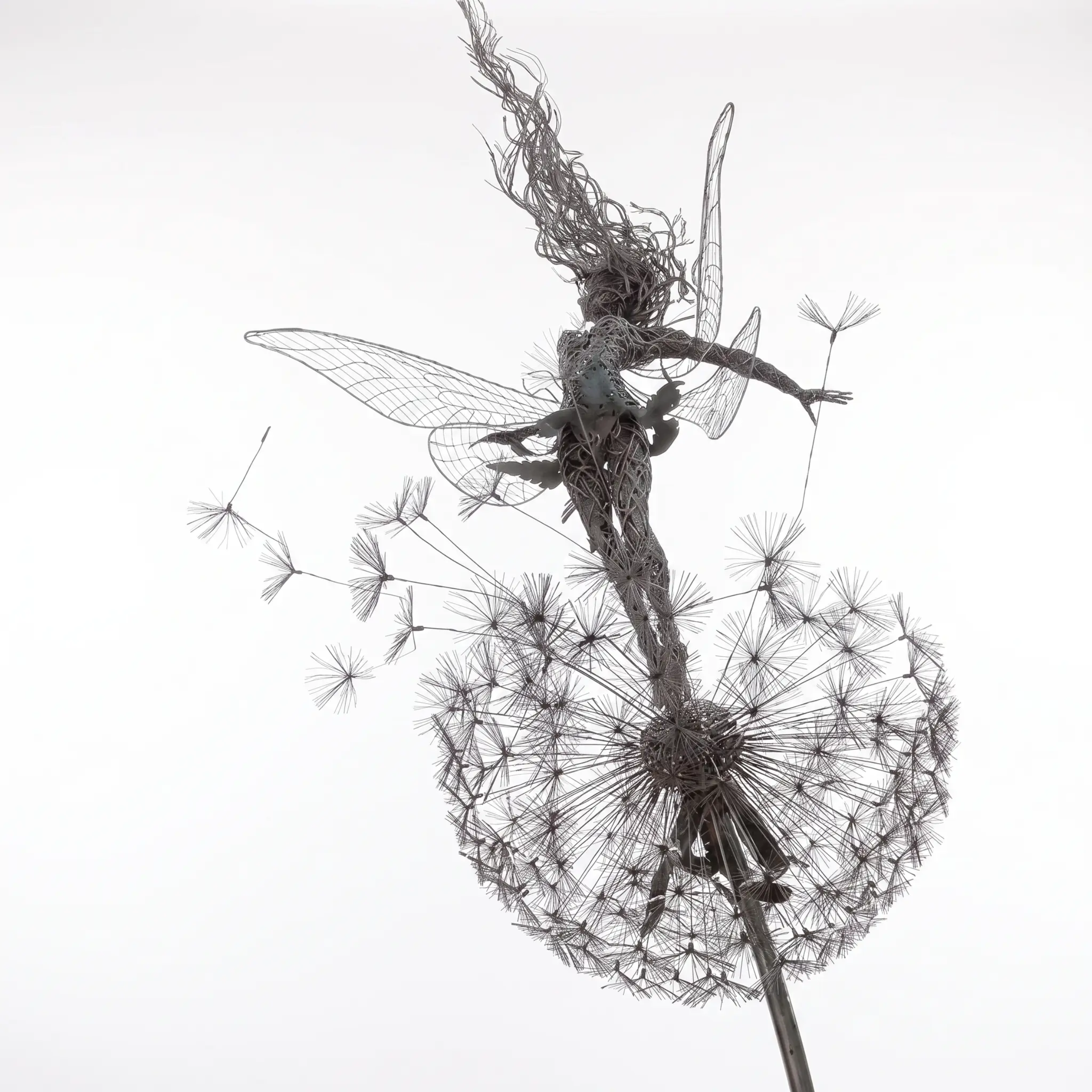 Spinning Fairy Garden Stake Wind Spinner Metal Dandelion Yard Art Outdoor Decor for Flower Beds Patio Lawn Pathways Whimsical Sculpture with | Thomler