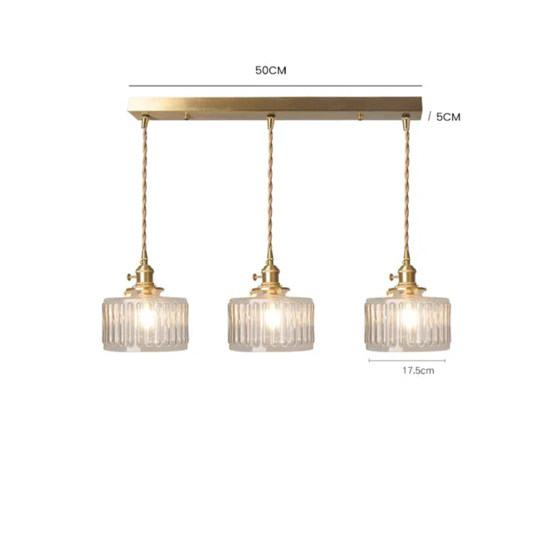 Pendant Light Ribbed Glass E27 Green Adjustable 150.0 cm Dining Room Kitchen Island Hanging Ceiling Lamp | Thomler
