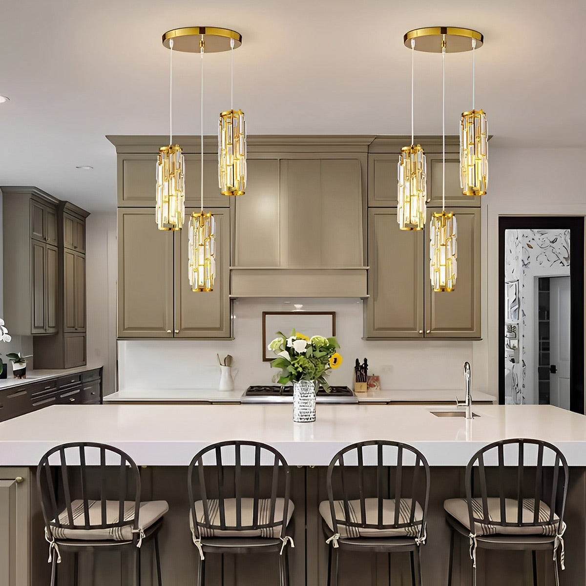Pendant Light Crystal Glass E27 10.0 cm Adjustable Kitchen Island Dining Room Hanging Ceiling Lamp Industrial Retro | Thomler