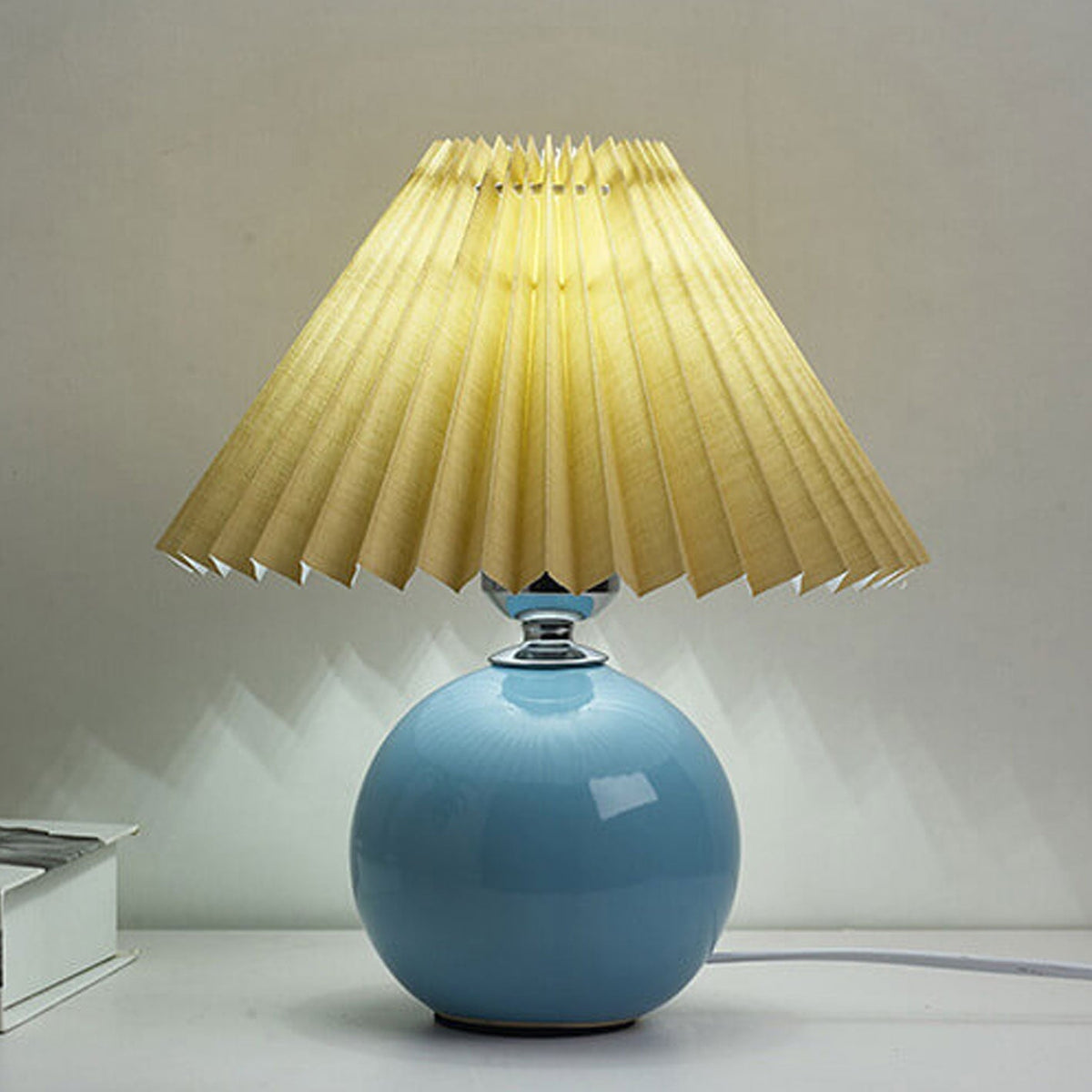 Ceramic Table Lamp with Fabric Shade – Modern Accent Lighting for Bedroom, Living Room & Home Office | Thomler